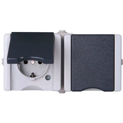 Kopp 950656001 Enchufe de Pared F Negro/Blanco - IP44 Resistente al Humedad Kopp 950656001 Enchufe de Pared F Negro/Blanco - IP44 Resistente al Humedad