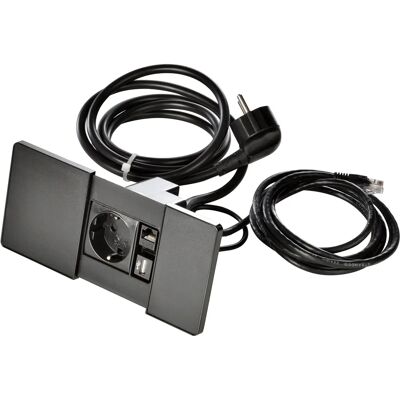 KOPP Enchufe empotrado negro con USB - 2m KOPP Enchufe empotrado negro con USB - 2m