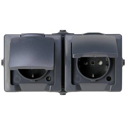 Kopp Nautic Doppelsteckdose IP44 - Anthrazit Kopp Nautic Doppelsteckdose IP44 - Anthrazit