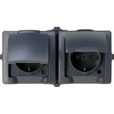 Kopp Nautic Antracite IP44 Prise Murale pour Environnements Humides Kopp Nautic Antracite IP44 Prise Murale pour Environnements Humides