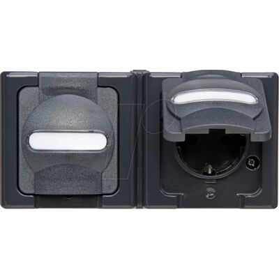 Kopp Electricista Azul Enchufe de 2 vías - Horizontal - IP44 - 250V - 16A - Antracita Kopp Electricista Azul Enchufe de 2 vías - Horizontal - IP44 - 250V - 16A - Antracita