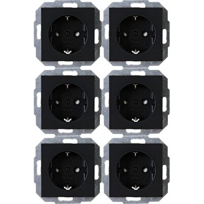 Kopp Athenis wandcontactdoos - Set van 6 - Mat zwart Kopp Athenis wandcontactdoos - Set van 6 - Mat zwart