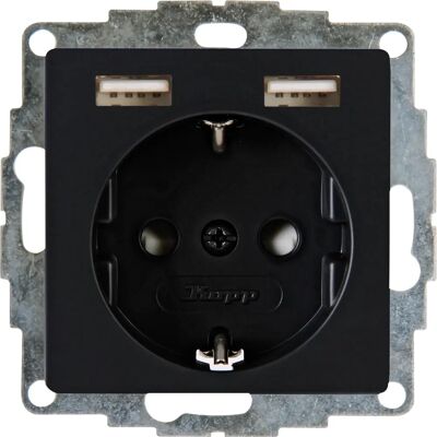 Kopp Athenis Wandcontactdoos - USB-A Poorten - Alleen online Kopp Athenis Wandcontactdoos - USB-A Poorten - Alleen online