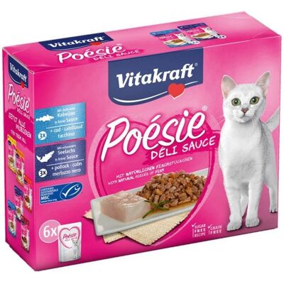 Nourriture humide pour chats Vitakraft - Saumon & Morue - 6 x 85g - Publicité Nourriture humide pour chats Vitakraft - Saumon & Morue - 6 x 85g - Publicité