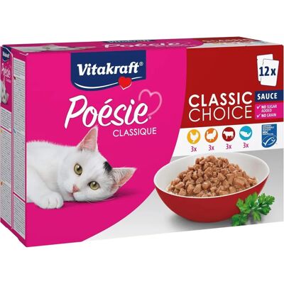 Jedzenie dla kotów Vitakraft Poésie Classic w sosie - Mieszany pakiet, 12 x 85 g Jedzenie dla kotów Vitakraft Poésie Classic w sosie - Mieszany pakiet, 12 x 85 g