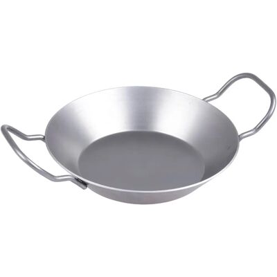 CHG Silber Servierpfanne mit Holzbrett - Kochgeschirr CHG Silber Servierpfanne mit Holzbrett - Kochgeschirr