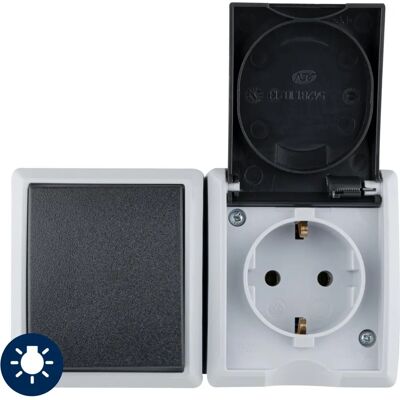 REV AquaForm Conjunto de interruptor y toma gris claro - Modelo 0510231777 REV AquaForm Conjunto de interruptor y toma gris claro - Modelo 0510231777