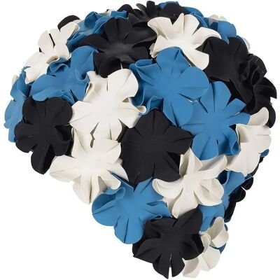 Fashy Flower Rubber Swim Cap - Blue/Black/White - Swim Cap Fashy Flower Rubber Swim Cap - Blue/Black/White - Swim Cap