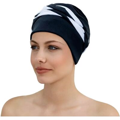 Bonnet de Natation Fashy Unisexe en Tissu - Noir et Blanc Bonnet de Natation Fashy Unisexe en Tissu - Noir et Blanc