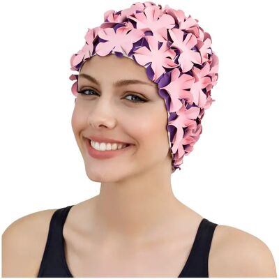 Bonnet de Natation en Caoutchouc Fashy Fleurs - Rose/Purple - Bonnet de bain Bonnet de Natation en Caoutchouc Fashy Fleurs - Rose/Purple - Bonnet de bain