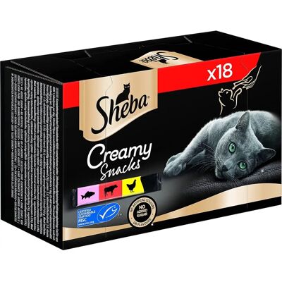 Sheba Creamy Snacks - Mehrfachpack, 18 x 12 g, Verschiedene Geschmacksrichtungen Sheba Creamy Snacks - Mehrfachpack, 18 x 12 g, Verschiedene Geschmacksrichtungen