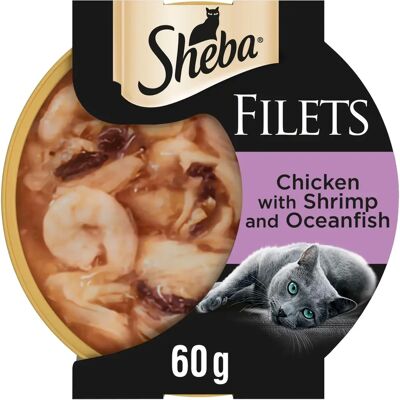 Filetti per Gatti Sheba con Pollo, Gamberetti & Pesce Filetti per Gatti Sheba con Pollo, Gamberetti & Pesce