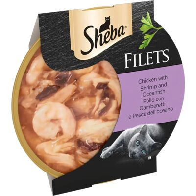 Sheba - Filetti per Gatto con Pesce, Pollo e Gamberetti - 60g Sheba - Filetti per Gatto con Pesce, Pollo e Gamberetti - 60g