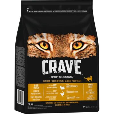 Crave Truthahn & Huhn Katzenfutter trocken - 2,8 kg Crave Truthahn & Huhn Katzenfutter trocken - 2,8 kg