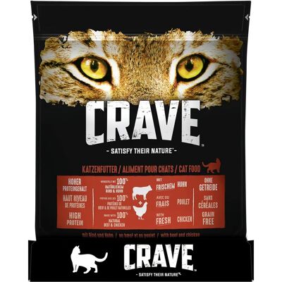 Nourriture sèche pour chats Crave - Riche en protéines et poisson naturel - Publicité Nourriture sèche pour chats Crave - Riche en protéines et poisson naturel - Publicité