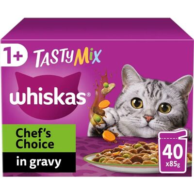 Whiskas 1+ Cat Pouches Tasty Mix Chefs Choice - 96 Pouches Whiskas 1+ Cat Pouches Tasty Mix Chefs Choice - 96 Pouches