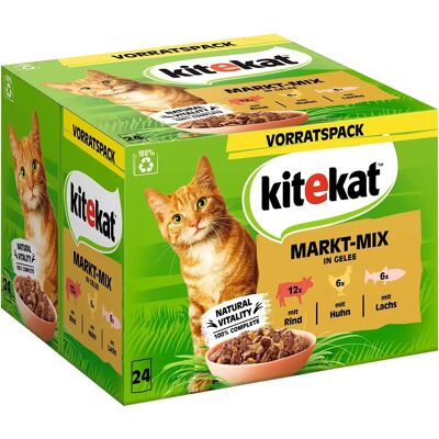 Kitekat Nassfutter für Katzen - 48 Beutel Mix in Gelee Kitekat Nassfutter für Katzen - 48 Beutel Mix in Gelee