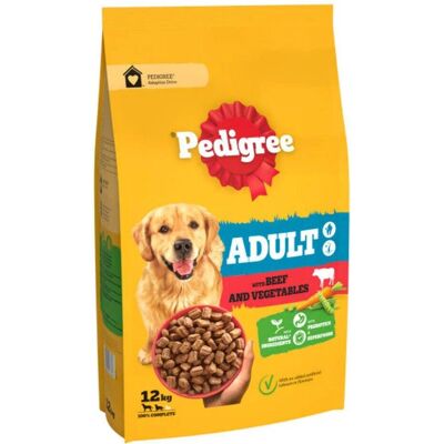 Pedigree Voksen Hundemad med Oksekød og Grøntsager - 12kg Pedigree Voksen Hundemad med Oksekød og Grøntsager - 12kg