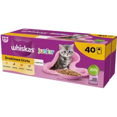 Whiskas Junior Volaille en Gelée - Nourriture pour Chats 40x85g - Publicité Whiskas Junior Volaille en Gelée - Nourriture pour Chats 40x85g - Publicité