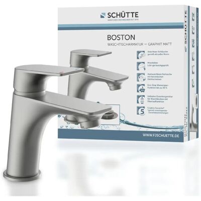 Schütte BOSTON Water-saving Faucet - Waschtischarmatur, grau (graphit matt), Messing Schütte BOSTON Water-saving Faucet - Waschtischarmatur, grau (graphit matt), Messing
