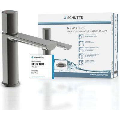 SCHÜTTE NEW YORK Kraan - Graphiet, 17,5cm, Modern, Waterbesparing SCHÜTTE NEW YORK Kraan - Graphiet, 17,5cm, Modern, Waterbesparing
