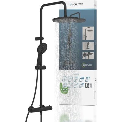 Schütte Adria Duschsystem - Thermostat, Schwarz Matt, 3 Strahlarten Schütte Adria Duschsystem - Thermostat, Schwarz Matt, 3 Strahlarten