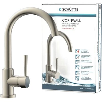 SCHÜTTE Cornwall Keukenkraan - Grijs (Rvs) Laagdruk, 360° draaibaar SCHÜTTE Cornwall Keukenkraan - Grijs (Rvs) Laagdruk, 360° draaibaar