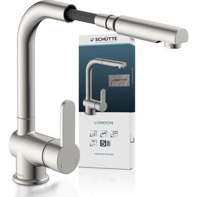 Grifo de cocina SCHÜTTE LONDON - Cold-Start, giro 360°, extraíble - gris Grifo de cocina SCHÜTTE LONDON - Cold-Start, giro 360°, extraíble - gris
