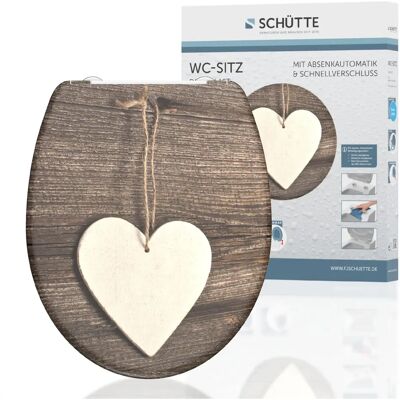 Asiento de inodoro con corazón de madera multicolor SCHÜTTE con cierre suave Asiento de inodoro con corazón de madera multicolor SCHÜTTE con cierre suave