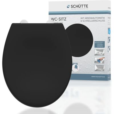 Asiento de inodoro negro Schütte con cierre automático y liberación rápida Asiento de inodoro negro Schütte con cierre automático y liberación rápida