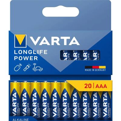 Baterías Varta Micro AAA - Power de larga duración, 20 unidades Baterías Varta Micro AAA - Power de larga duración, 20 unidades