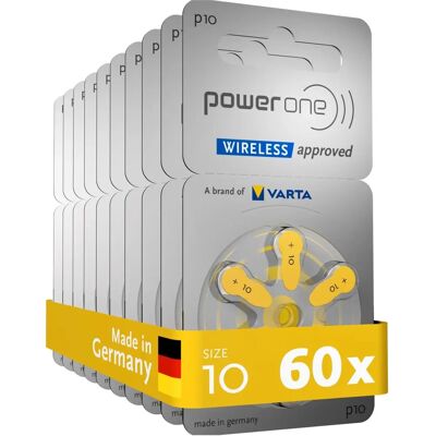 Baterías para audífonos Varta PowerOne tamaño 10 - 10 paquetes de 6 celdas Baterías para audífonos Varta PowerOne tamaño 10 - 10 paquetes de 6 celdas