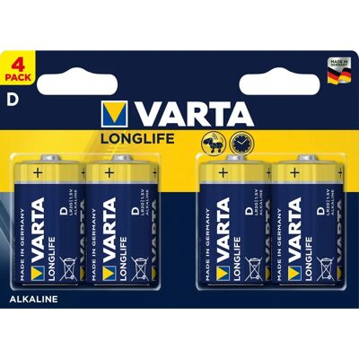 Piles Mono D Varta - Longue durée, pack de 4 - Publicité Piles Mono D Varta - Longue durée, pack de 4 - Publicité