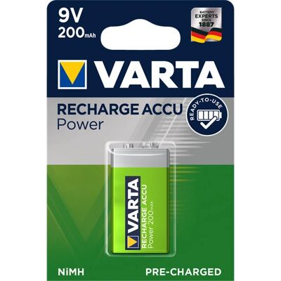 Varta 56722 Rechargeable 9V NiMH Battery - Power Cell Varta 56722 Rechargeable 9V NiMH Battery - Power Cell