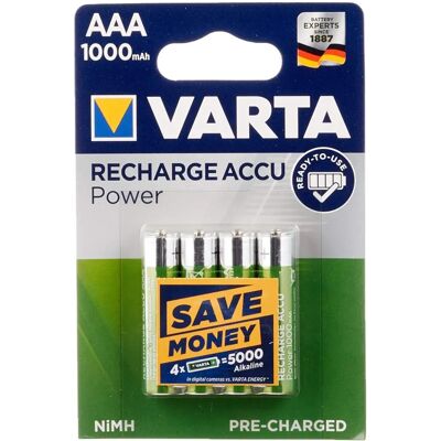 VARTA AAA Ponadto ładowalne baterie - 4 sztuki VARTA AAA Ponadto ładowalne baterie - 4 sztuki