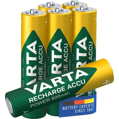 Varta Herlaadbare AAA-batterijen - 800mAh, 6 stuks Varta Herlaadbare AAA-batterijen - 800mAh, 6 stuks