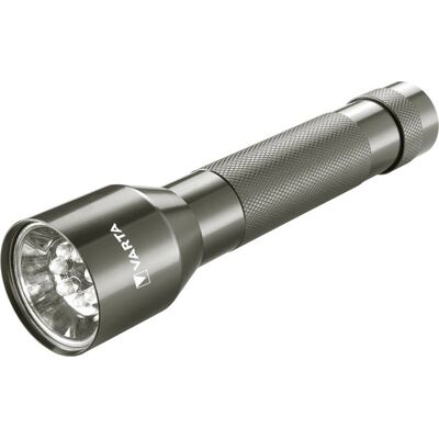 Varta Linterna LED Negra de Aluminio - Incluye 2 pilas C, 55 lúmenes, alcance 32m, 35h duración Varta Linterna LED Negra de Aluminio - Incluye 2 pilas C, 55 lúmenes, alcance 32m, 35h duración