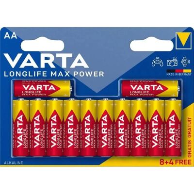 Piles AA Varta Longlife Max Power - Pack de 12 - Publicité Piles AA Varta Longlife Max Power - Pack de 12 - Publicité