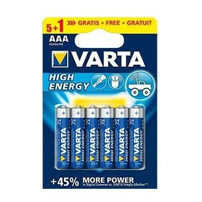 Piles AAA Haute Énergie Varta - Pack de 5 + 1 Offerte - Publicité Piles AAA Haute Énergie Varta - Pack de 5 + 1 Offerte - Publicité