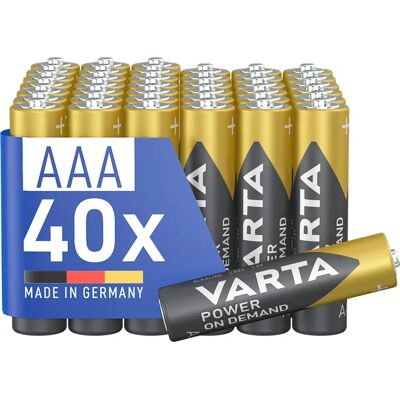 Piles AAA Varta - Pack de 40 - Power on Demand - Publicité Piles AAA Varta - Pack de 40 - Power on Demand - Publicité