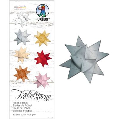 Ursus Bandes d'étoiles Fröbel 130g/m² 1,5x50cm VE=80 pièces argent Ursus Bandes d'étoiles Fröbel 130g/m² 1,5x50cm VE=80 pièces argent
