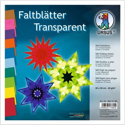 Ursus Bastelpapier - Transparentpapier - 20x20cm - 500 Blatt - Bunt Ursus Bastelpapier - Transparentpapier - 20x20cm - 500 Blatt - Bunt