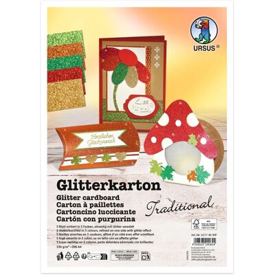 Ursus Glitzerkarton Traditional A4 - 330 g/m² - 5 Sheets - Multicolored - Crafting Ursus Glitzerkarton Traditional A4 - 330 g/m² - 5 Sheets - Multicolored - Crafting