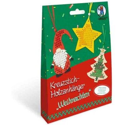 URSUS 21440004 Stickmuster - Holzanhänger Weihnachten Bastelset URSUS 21440004 Stickmuster - Holzanhänger Weihnachten Bastelset