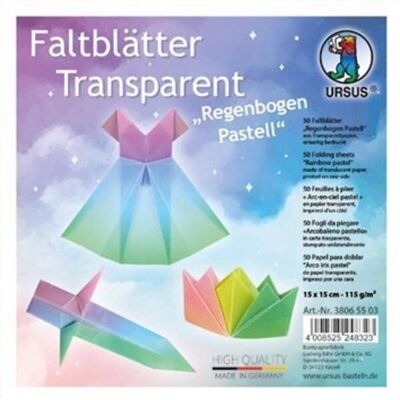 URSUS Origami Paper - Rainbow Pastel - 15x15cm - 115G/m² - Foldable Sheets URSUS Origami Paper - Rainbow Pastel - 15x15cm - 115G/m² - Foldable Sheets