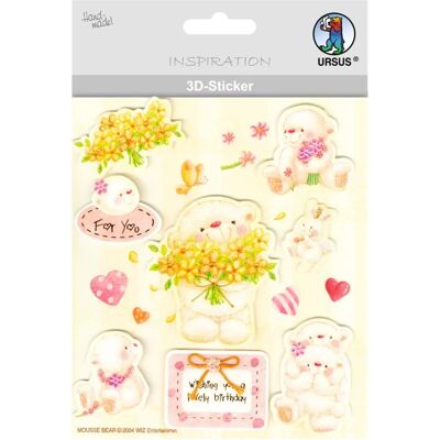 Ludwig Bähr - 3D-Sticker Motiv 10 - Blumen - Bärchen - Sticker Ludwig Bähr - 3D-Sticker Motiv 10 - Blumen - Bärchen - Sticker