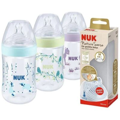 NUK Nature Sense Baby Bottle - 260ml, Temperature & Anti-Colic NUK Nature Sense Baby Bottle - 260ml, Temperature & Anti-Colic