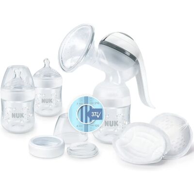 NUK Nature Sense Still-Set mit Handmilchpumpe, Flaschen & Pads NUK Nature Sense Still-Set mit Handmilchpumpe, Flaschen & Pads