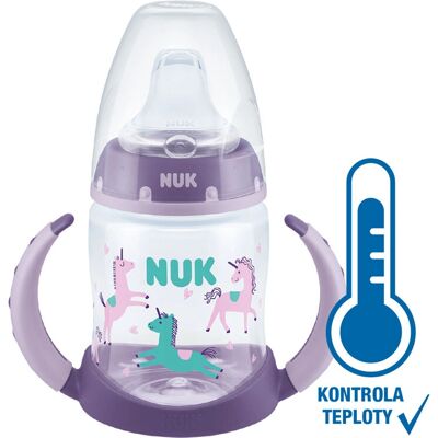 NUK First Choice Učící lahvička - Kontrola teploty, 150ml, Zelená NUK First Choice Učící lahvička - Kontrola teploty, 150ml, Zelená