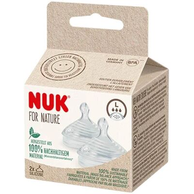 Bico Nuk for Nature - Fluxo Natural, 0-6 Meses, L, 2 peças Bico Nuk for Nature - Fluxo Natural, 0-6 Meses, L, 2 peças